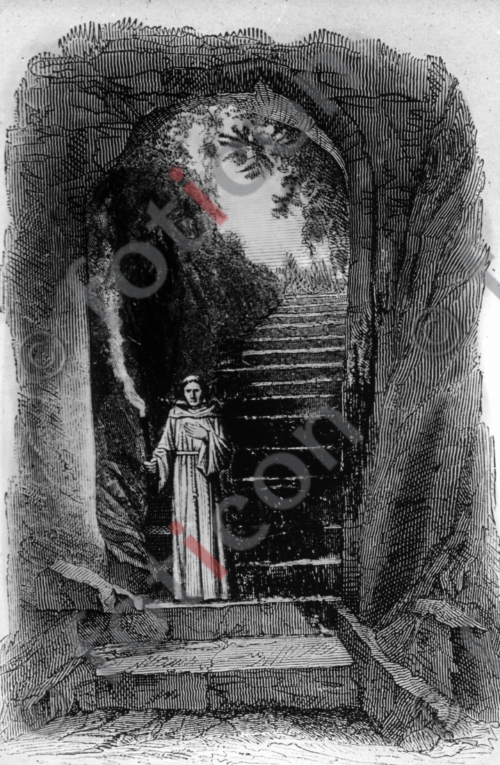 Treppe der Calixtus-Katakombe | Stairway of Callistus catacomb - Foto foticon-simon-107-009-sw.jpg | foticon.de - Bilddatenbank für Motive aus Geschichte und Kultur